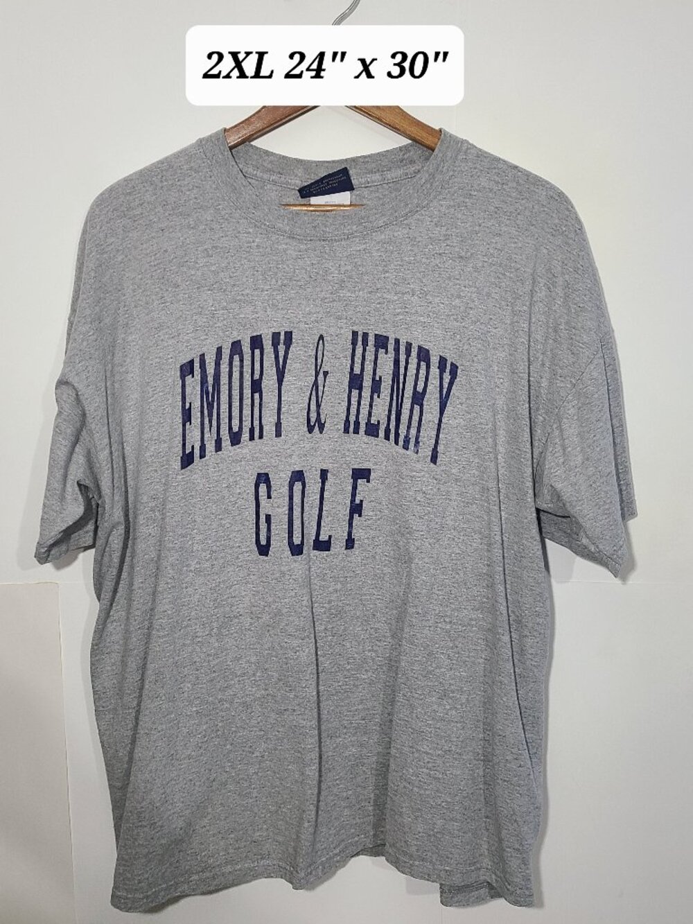 Vintage 90s Emory & Henry Golf Gray Men's 2XL T-Shirt Made in USA